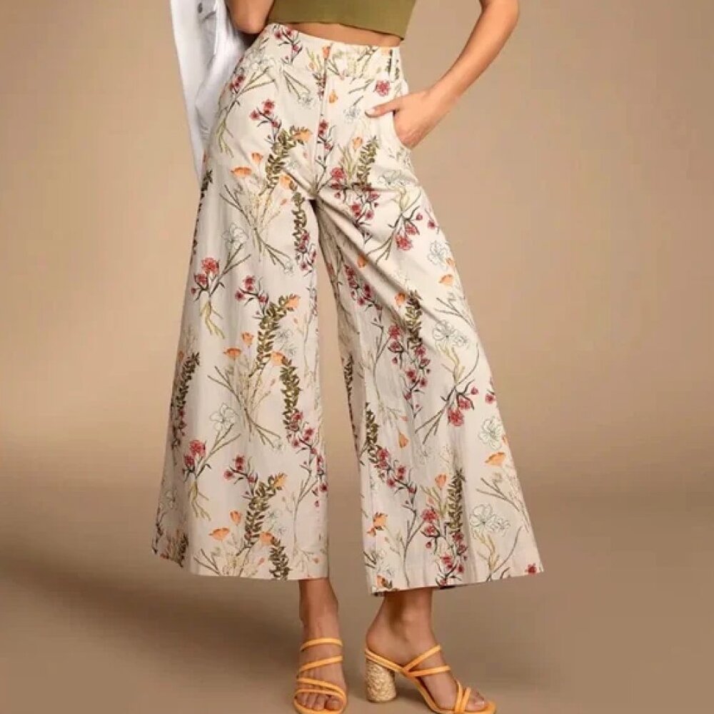 Free People Menocra Cropped Printed Cotton Pants - Size 4